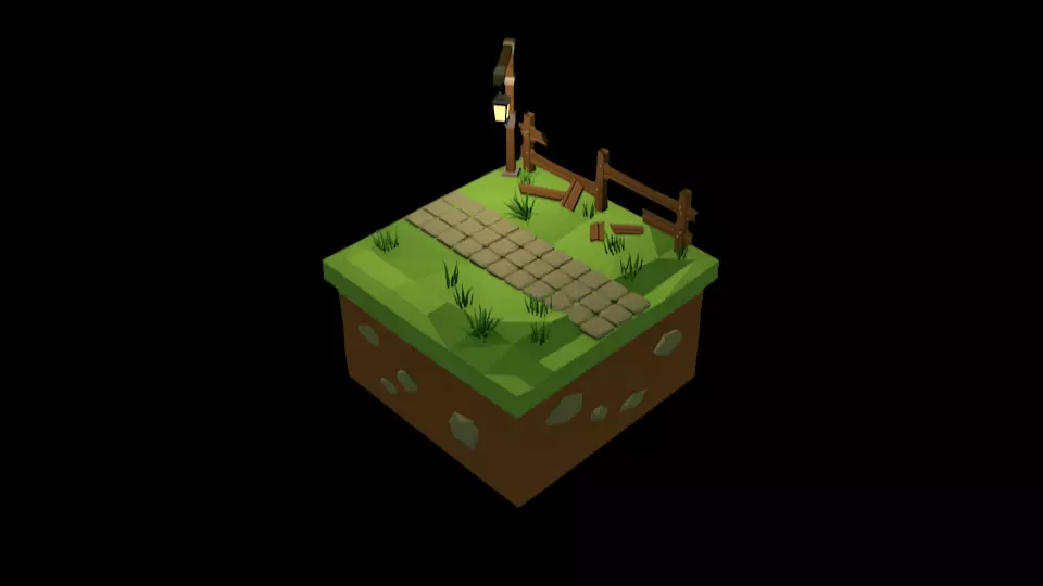 Isometric Nature Combined Tiles-1 Low-poly 3D model_0