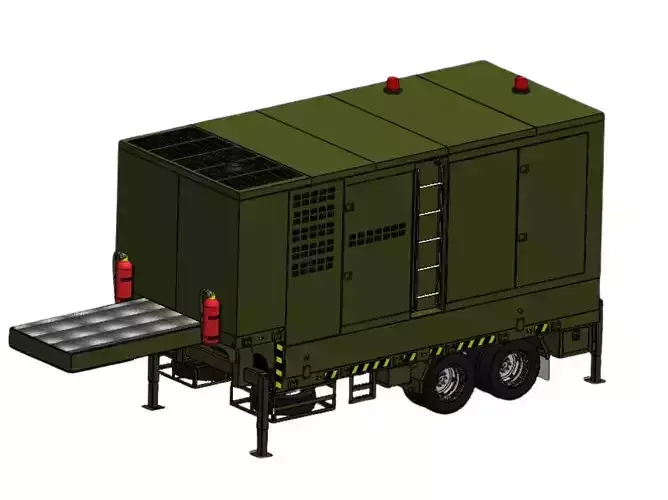 Military Generator Trailer 150 KW   High-Quality 3D Model 3D model