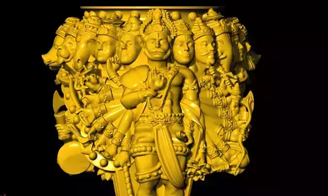 Ten Faces Hanuman Gents Ring