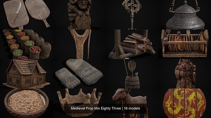 Medieval Prop Mix Eighty Three 3D Model Collection