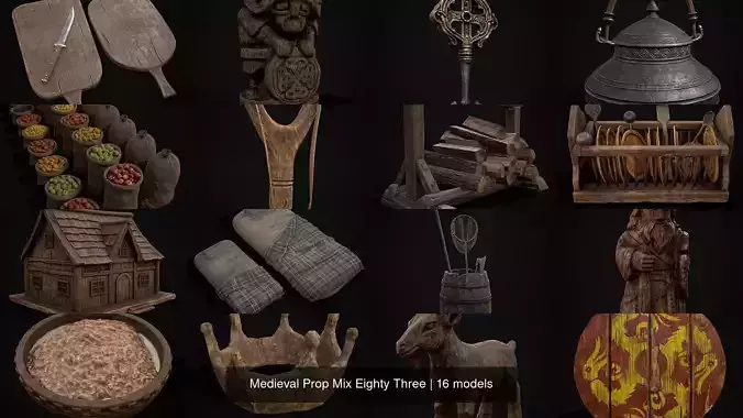 Medieval Prop Mix Eighty Three 3D Model Collection