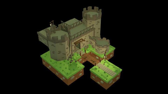 Isometric Nature Castle Tiles-6 Low-poly 3D model