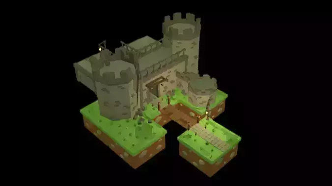 Isometric Nature Castle Tiles-6 Low-poly 3D model