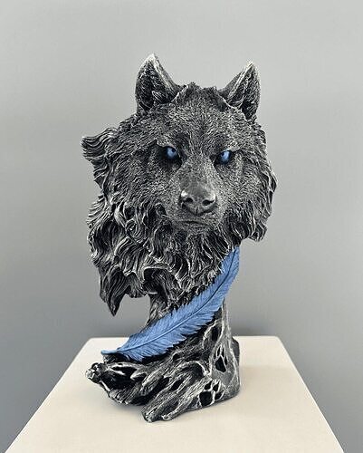 Majestic Wolf Bust with Feather 3D Printable Model STL 3D print model