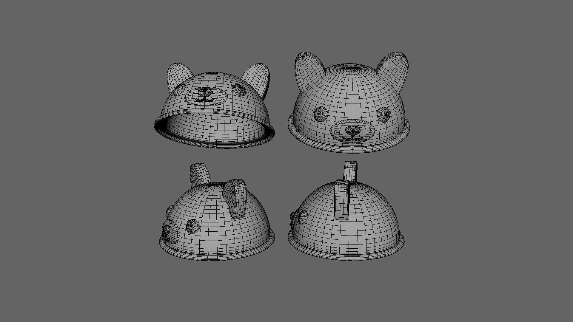Low-Poly Wolf Hat Low-poly 3D model_6