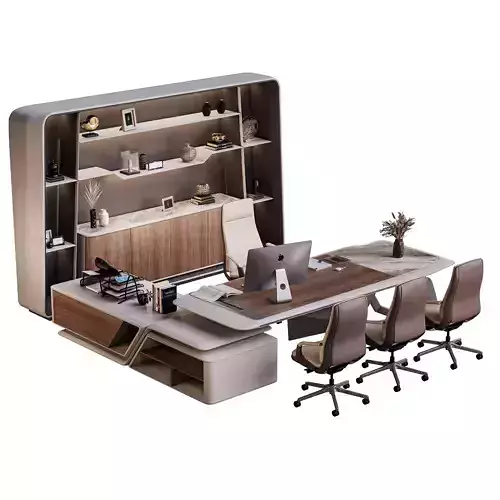 President Office Desk and bookcase setup Ds H-09 