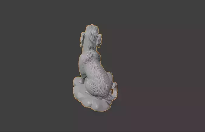 Realistic Sitting Dog 3D Model for 3D Printing and Rendering