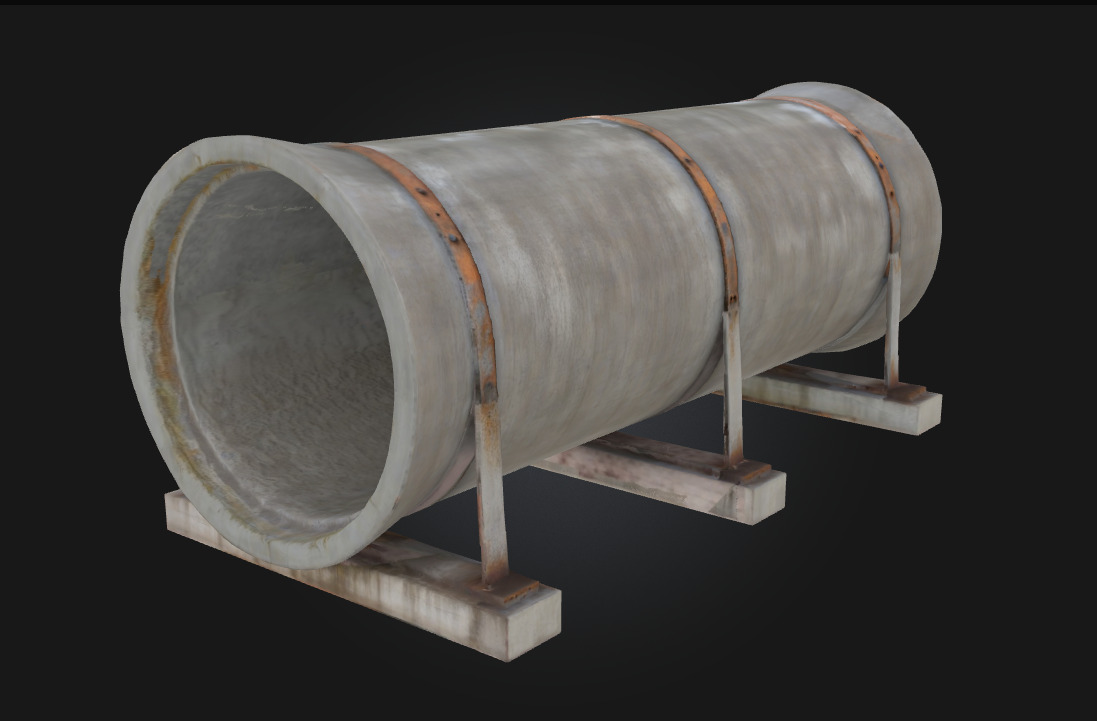 Concrete Pipe Display Sturdy Infrastructure Elements 3D model_1