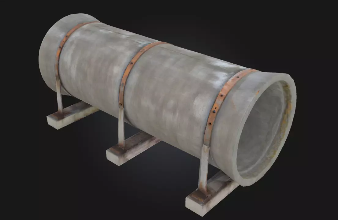 Concrete Pipe Display Sturdy Infrastructure Elements 3D model_0