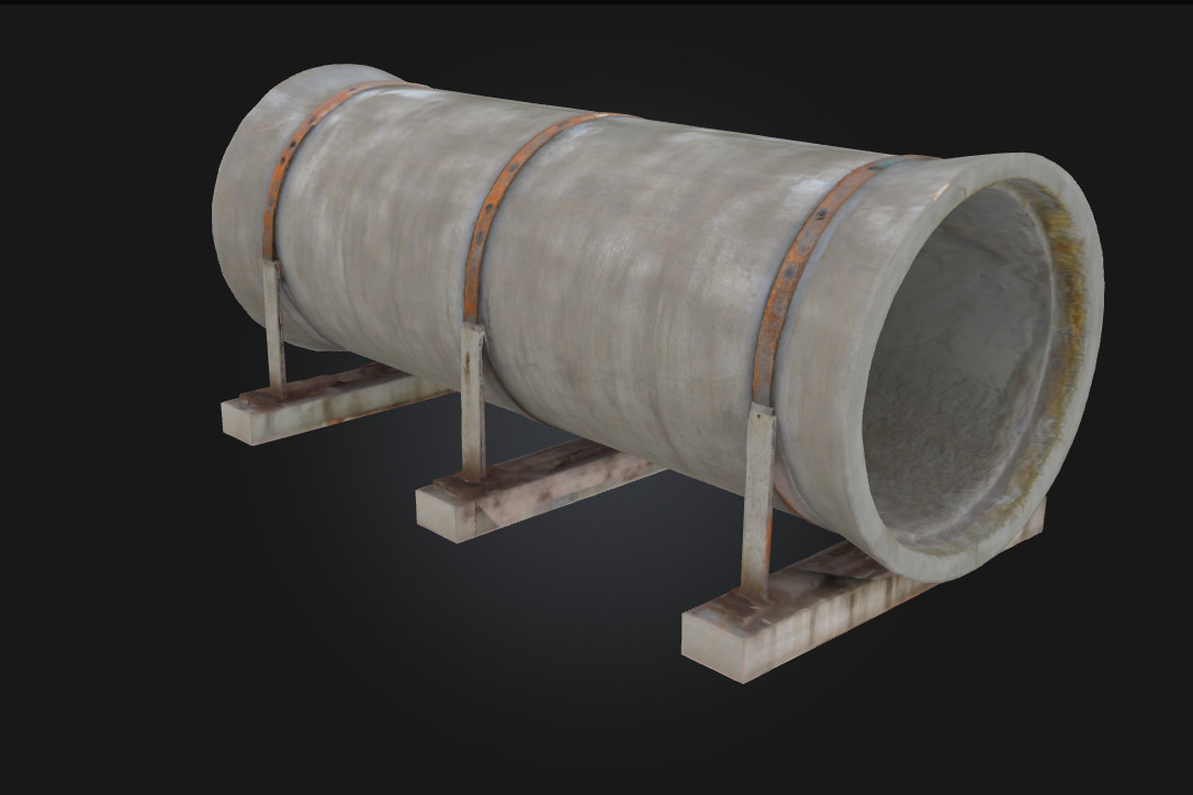 Concrete Pipe Display Sturdy Infrastructure Elements 3D model_2