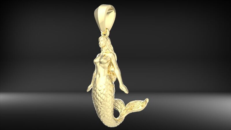 Mermaid pendant  3D print model_3