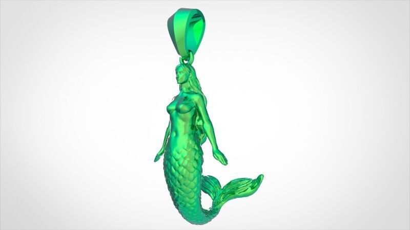 Mermaid pendant  3D print model_4