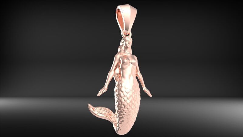 Mermaid pendant  3D print model_7