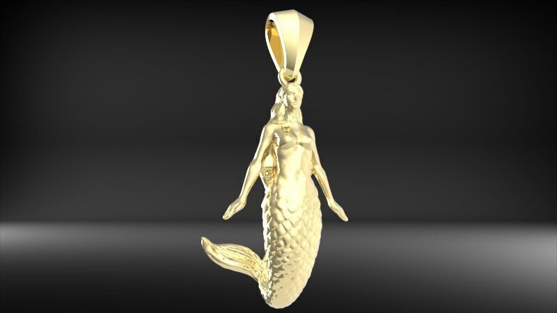 Mermaid pendant  3D print model_9