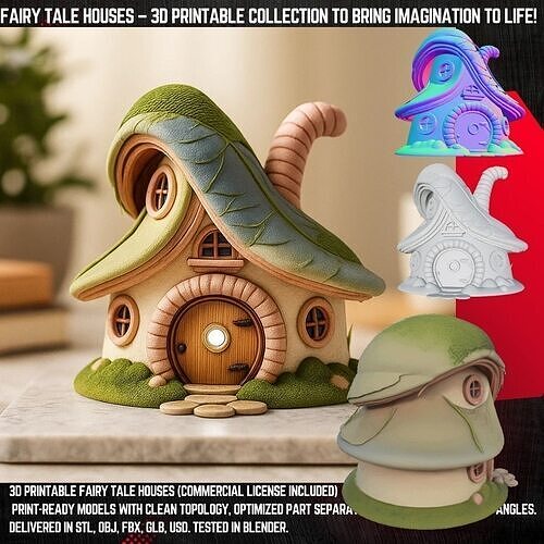 Fairy Tale Mushroom Roof House  Hobbit  Fantasy Inspired 3D print model
