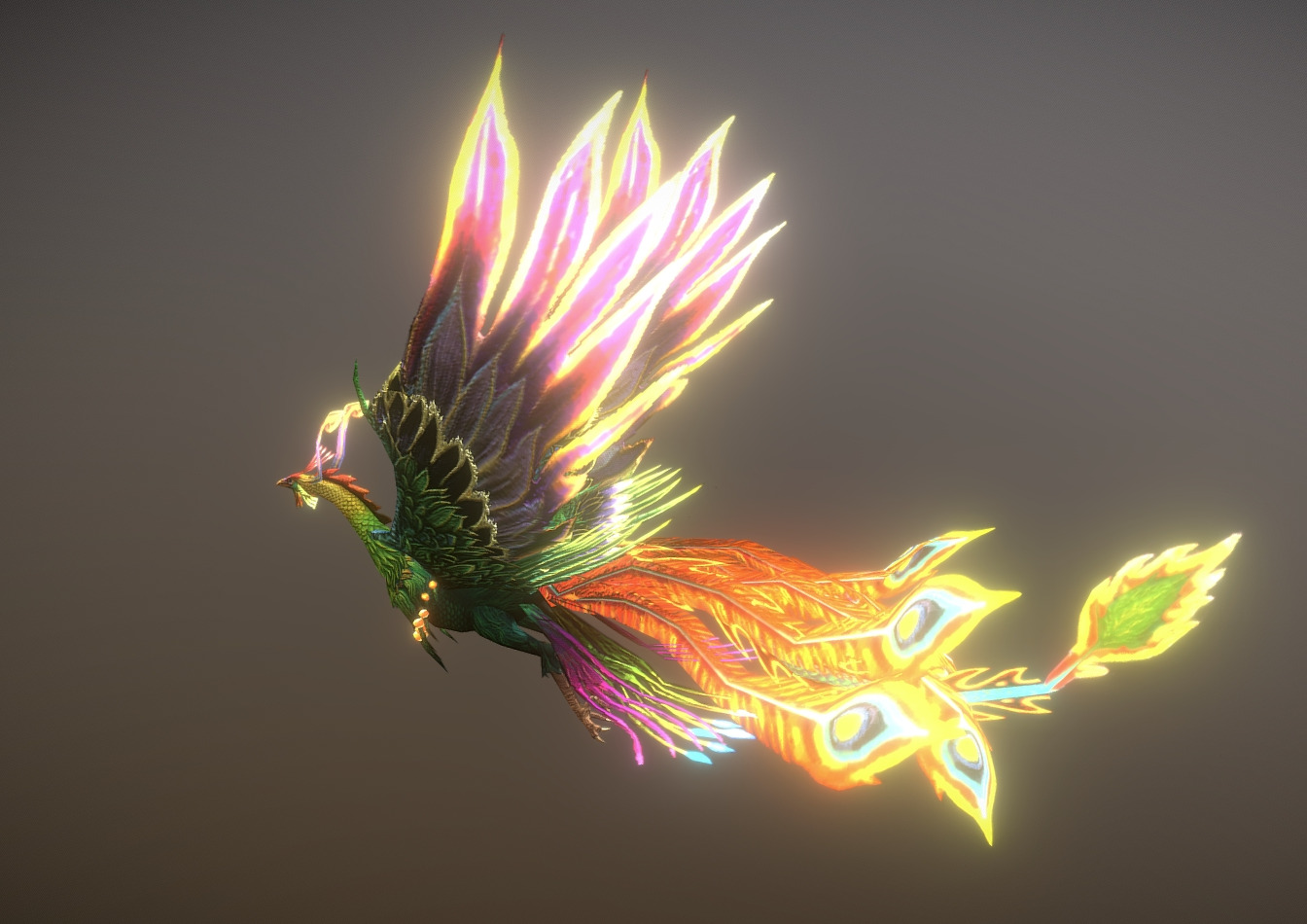 The phoenix bird Low-poly 3D model_18