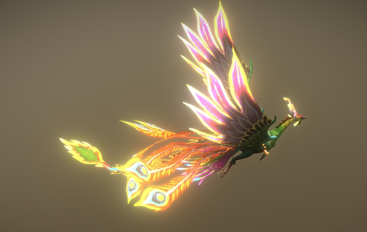 The phoenix bird Low-poly 3D model_11