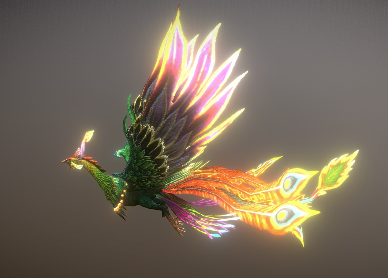 The phoenix bird Low-poly 3D model_17