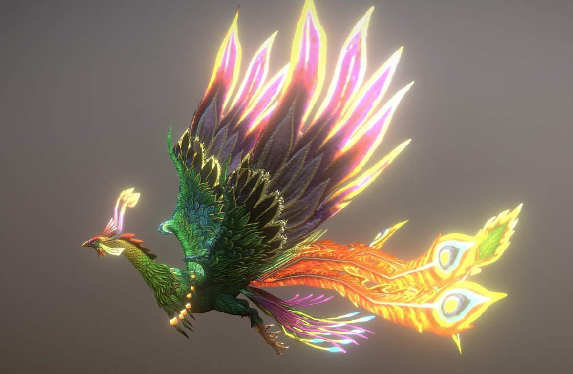 The phoenix bird Low-poly 3D model_16