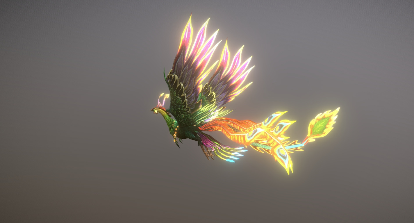 The phoenix bird Low-poly 3D model_10