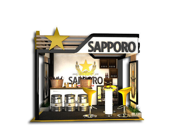 Sapporo Beer Stand 3mX3m 3dsmax - Vray 3D model