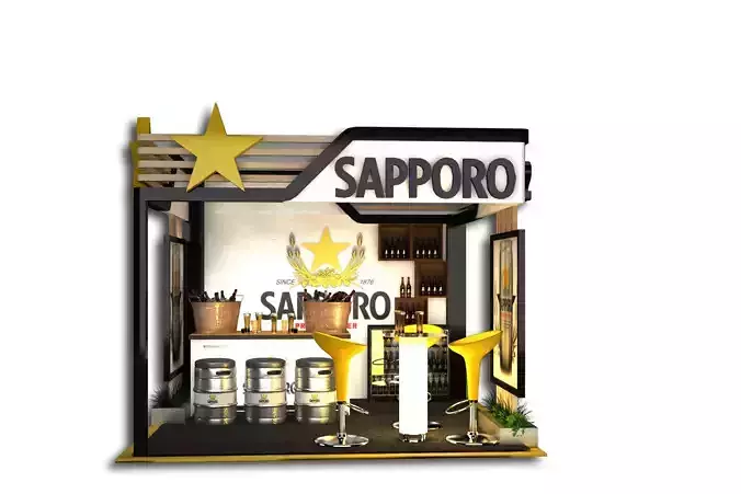 Sapporo Beer Stand 3mX3m 3dsmax - Vray