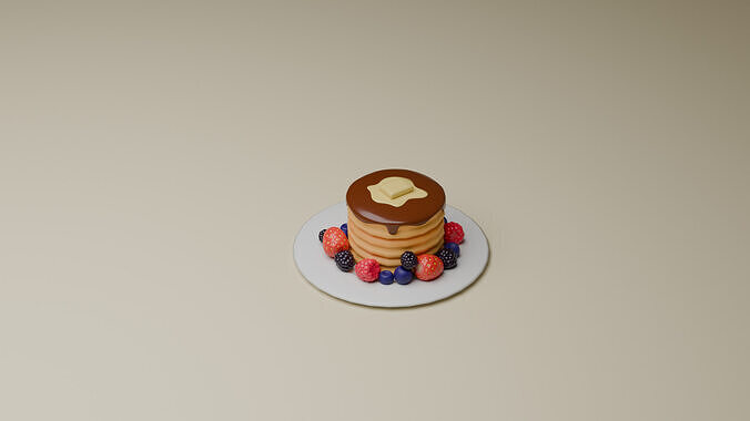 Berry Pancakes Low-poly 3D model