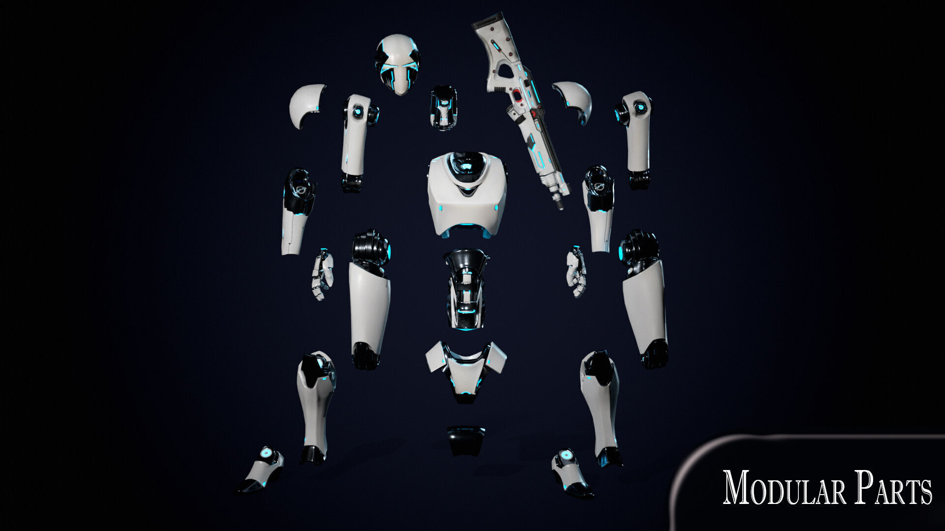 Robot 2 Low-poly 3D model_10