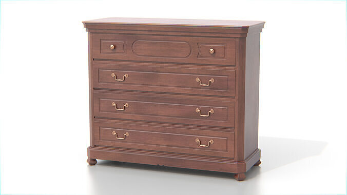 Antique Wooden Chest of Drawers 02 Low-poly 3D model