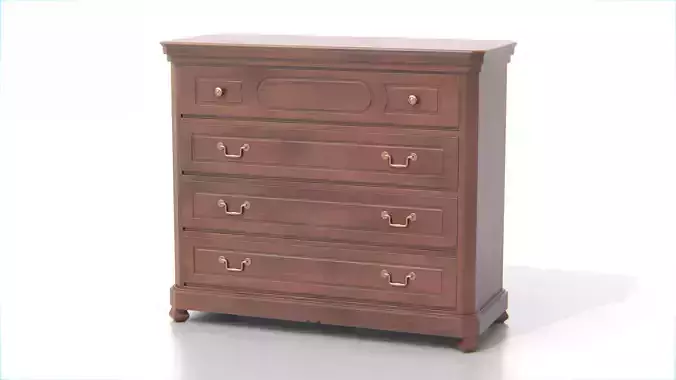 Antique Wooden Chest of Drawers 02 Low-poly 3D model
