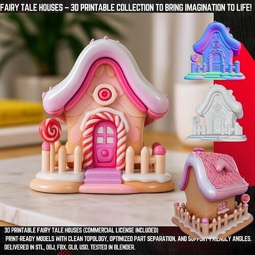 Fairytale Gingerbread Candy House 3D Model 3D print model