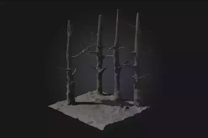 Bare Winter Trees Leafless Tree Models for Seasonal 3D model