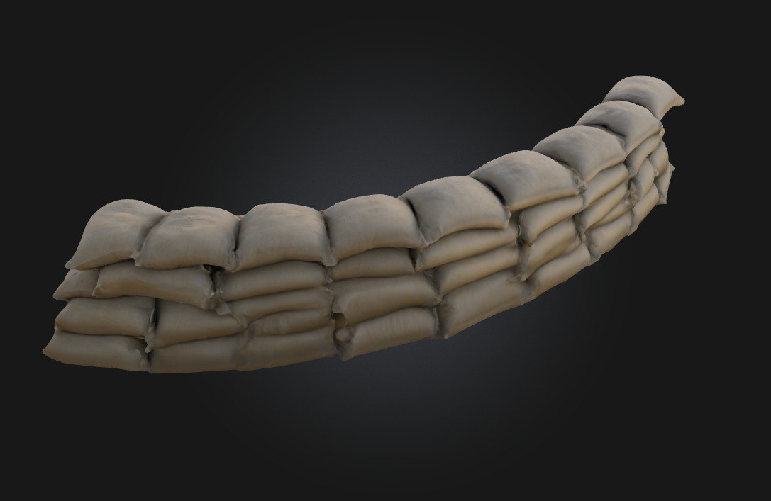 Sandbag Fortification Defensive Barrier Mode 3D model_2