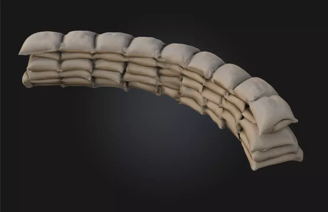 Sandbag Fortification Defensive Barrier Mode 3D model_0