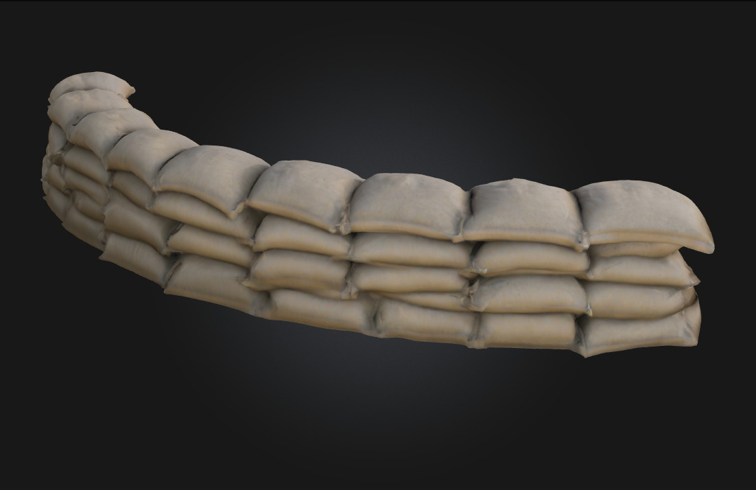 Sandbag Fortification Defensive Barrier Mode 3D model_1