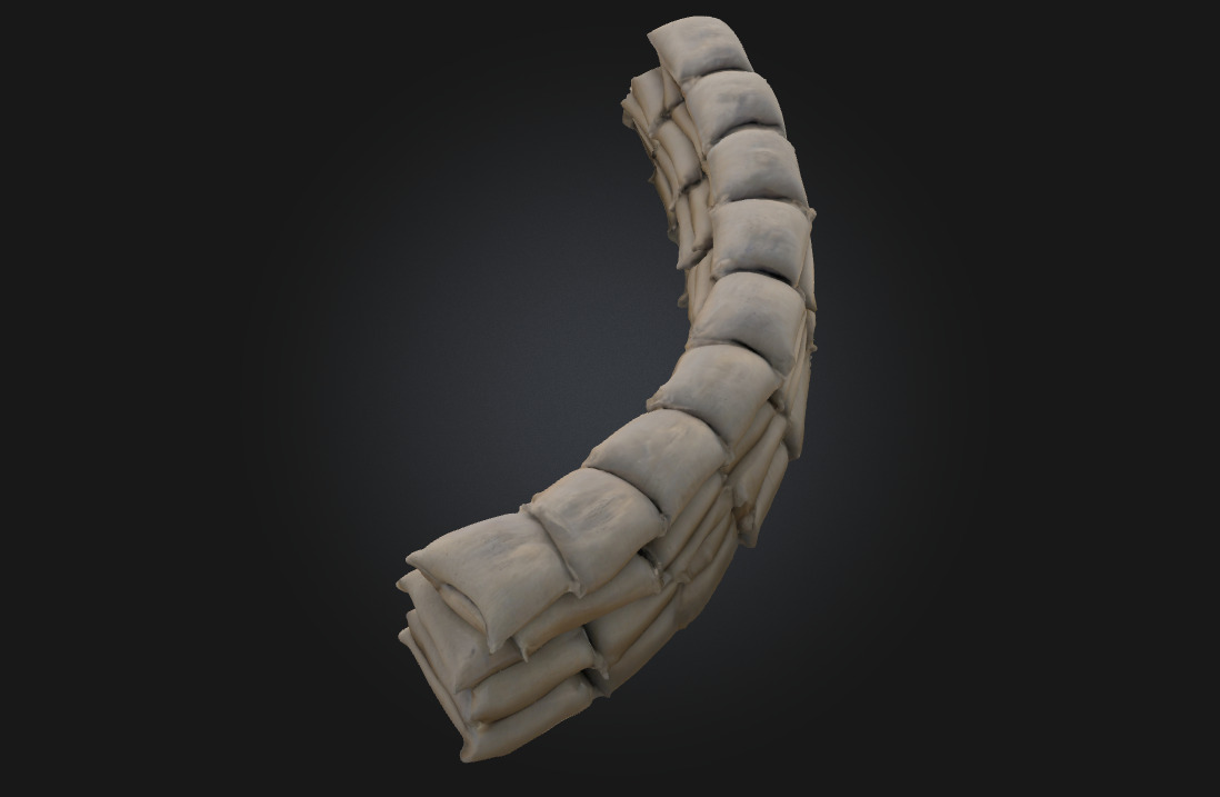 Sandbag Fortification Defensive Barrier Mode 3D model_3