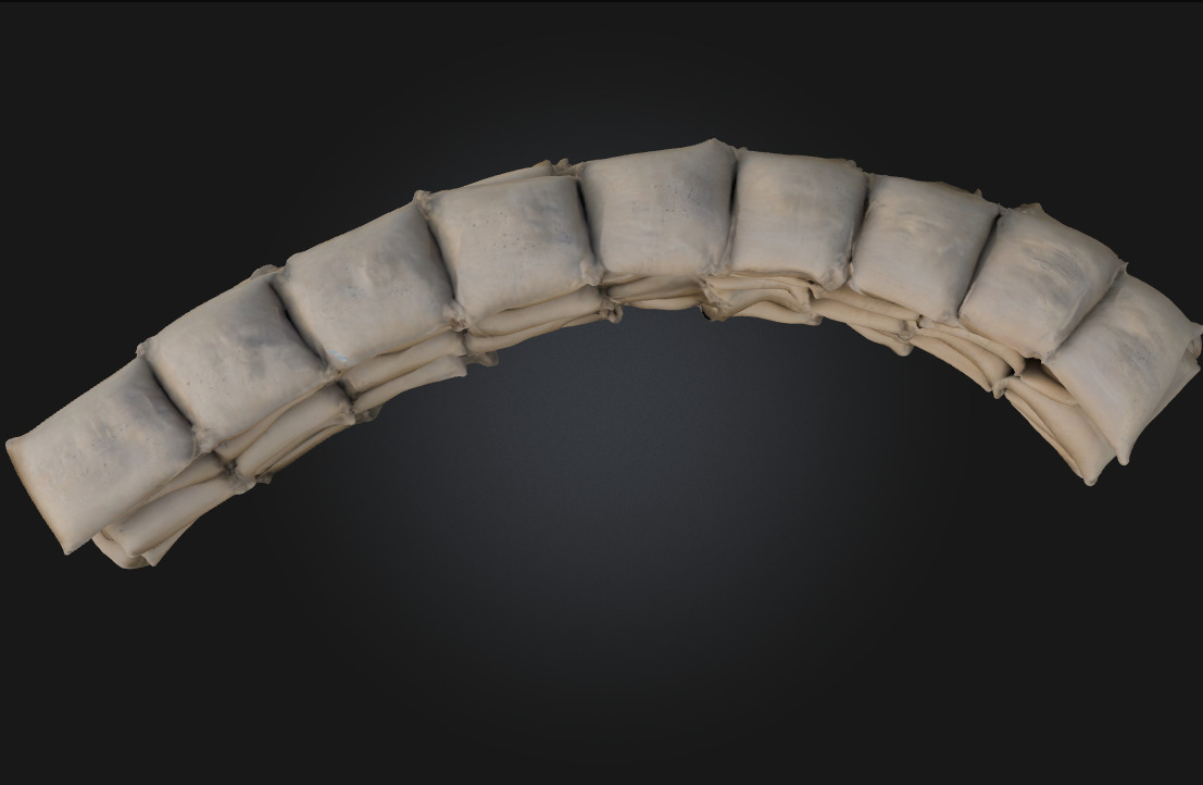 Sandbag Fortification Defensive Barrier Mode 3D model_4