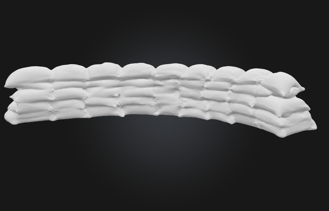 Sandbag Fortification Defensive Barrier Mode 3D model_5