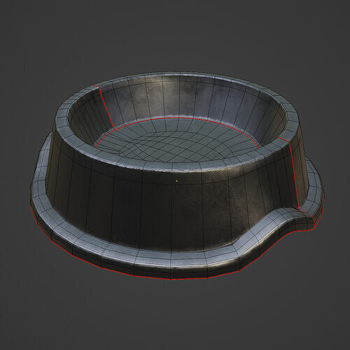 Metal Dog Bowl 06 Low-poly 3D model 7