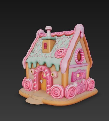 Fairytale Second Gingerbread Candy House 3D Model 3D print model_17