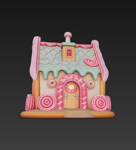 Fairytale Second Gingerbread Candy House 3D Model 3D print model_1