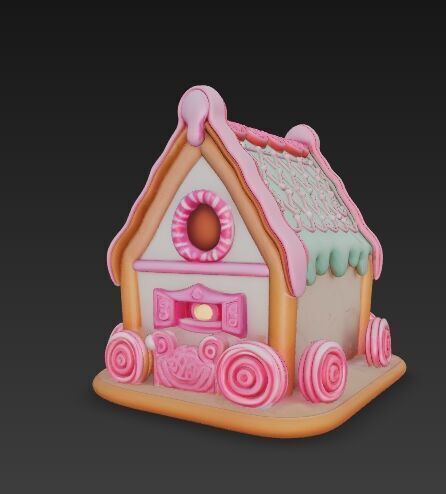 Fairytale Second Gingerbread Candy House 3D Model 3D print model_16