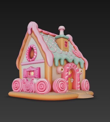 Fairytale Second Gingerbread Candy House 3D Model 3D print model_12