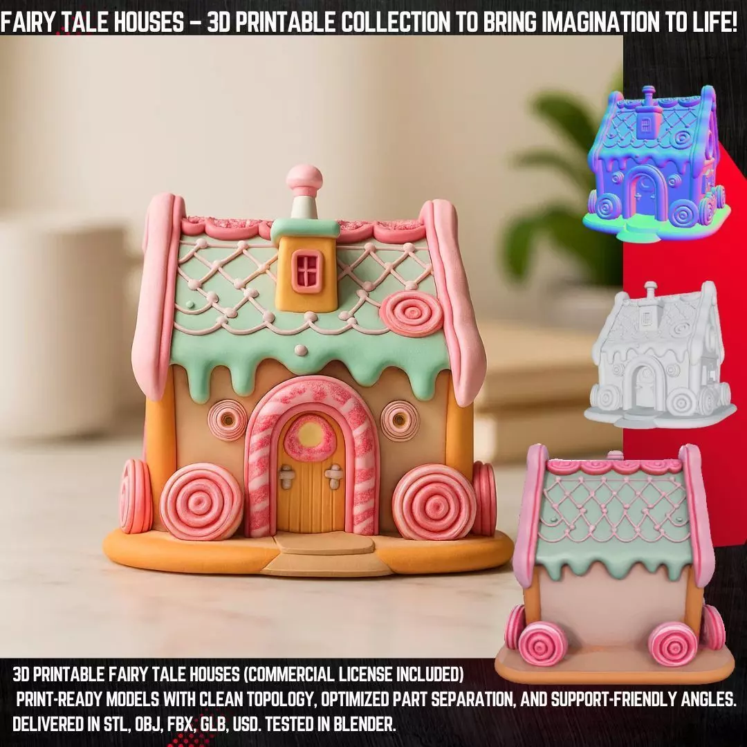 Fairytale Second Gingerbread Candy House 3D Model 3D print model_0