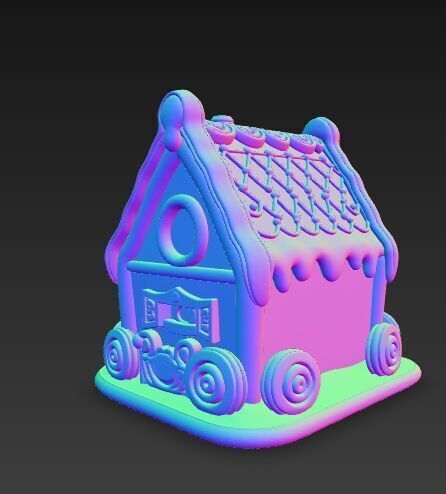 Fairytale Second Gingerbread Candy House 3D Model 3D print model_3