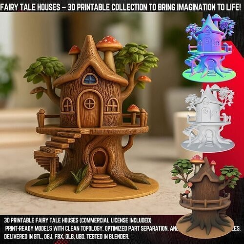 Fairytale Fantasy Treehouse 3D Model 3D print model