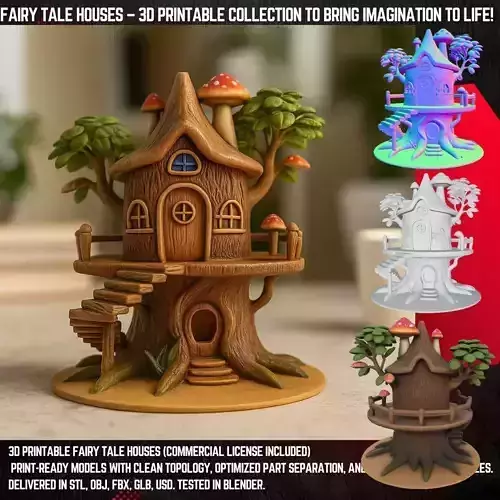 Fairytale Fantasy Treehouse 3D Model 3D print model