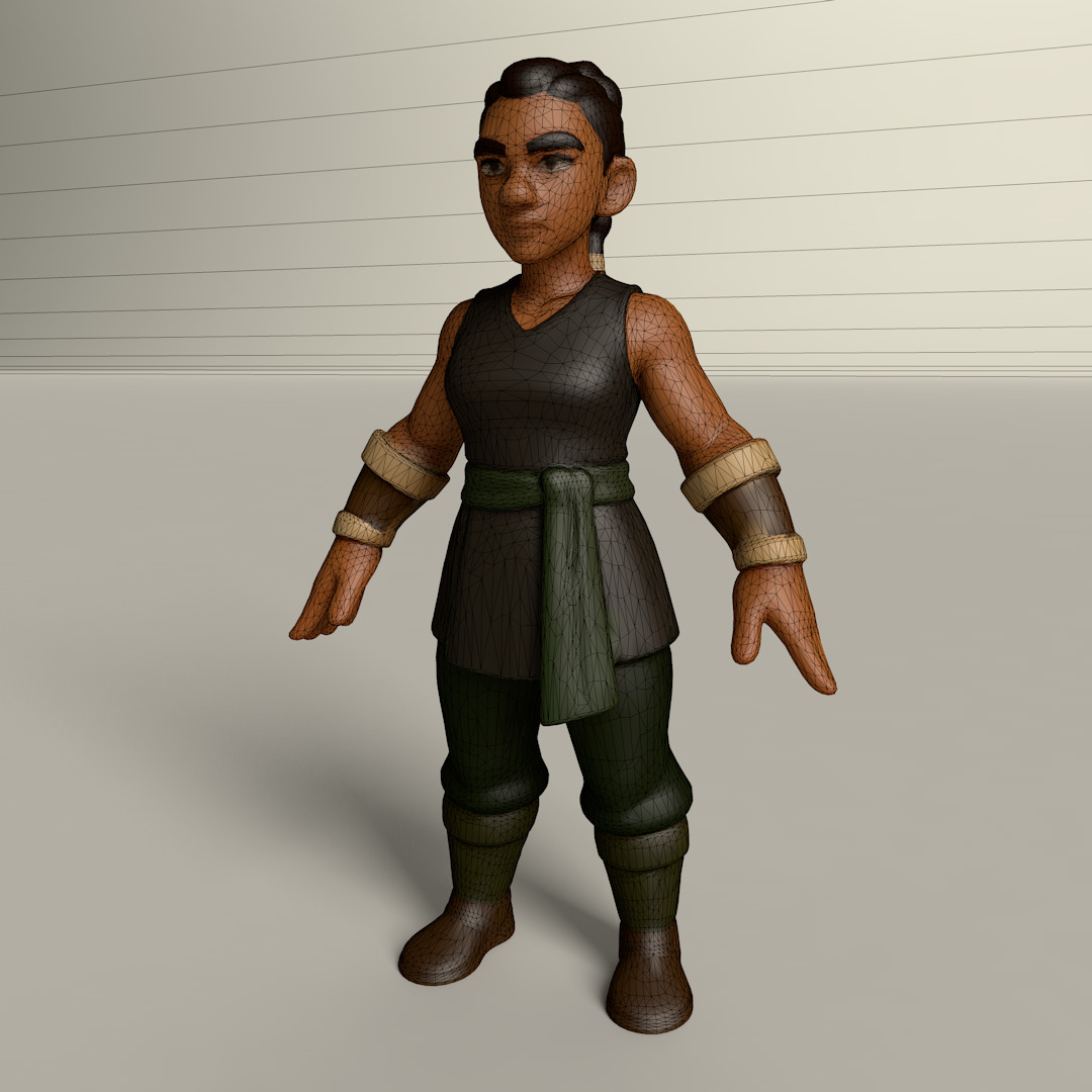 Stylized Game Ready Human Character Rigged named Geladita Low-poly 3D model_3