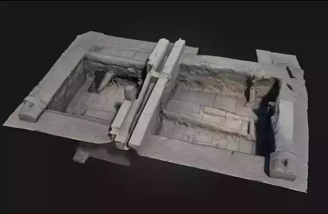 Excavation Site Blueprint Archaeological Layout Model 3D model