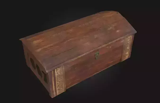 Antique Wooden Chest Vintage Storage Model